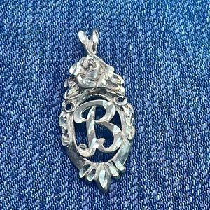 Sterling Silver Pendant 925 Letter B